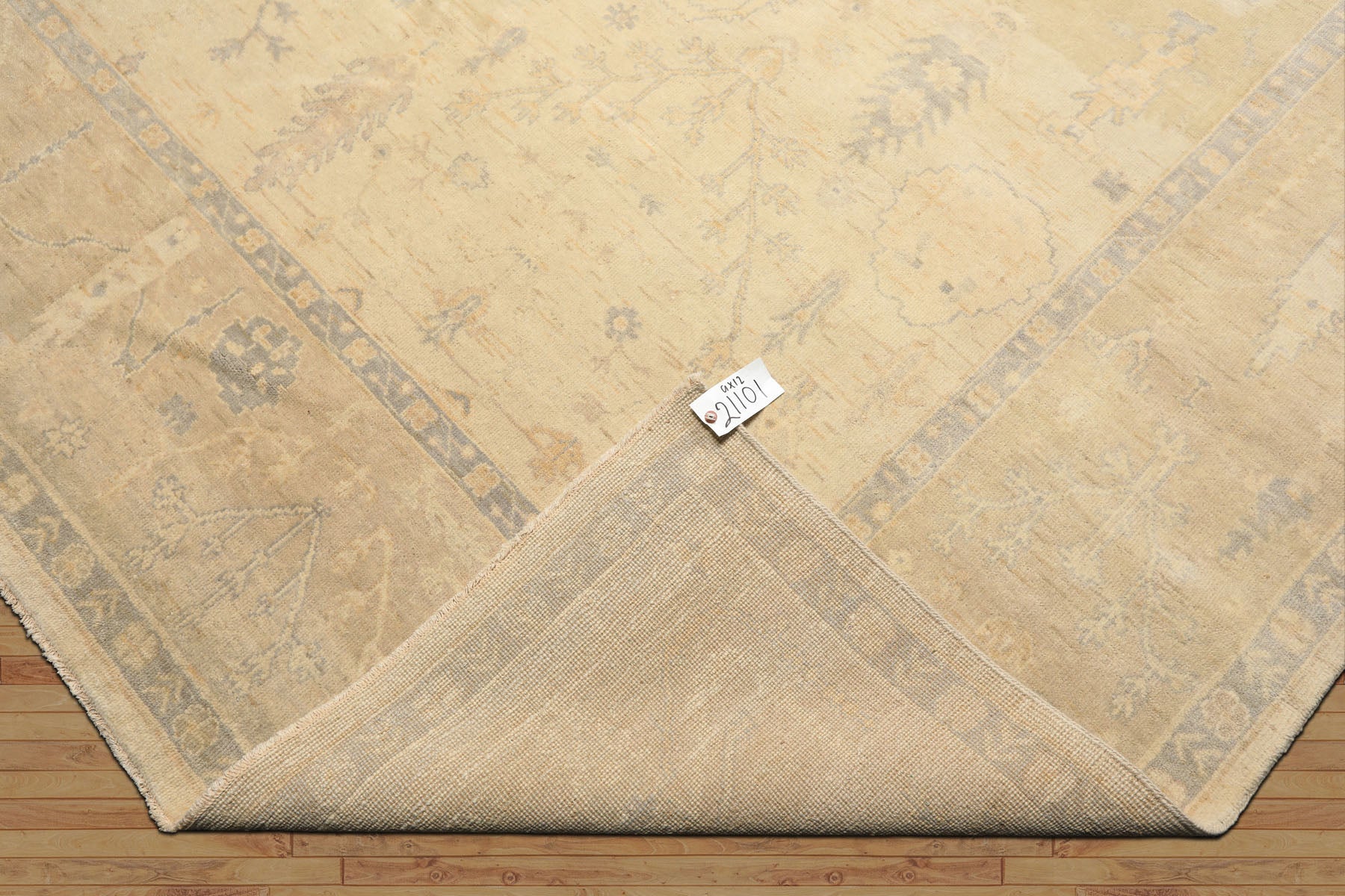 9x12 Ivory, Beige, Taupe Color Hand Knotted Oushak Wool Traditional Oriental Rug