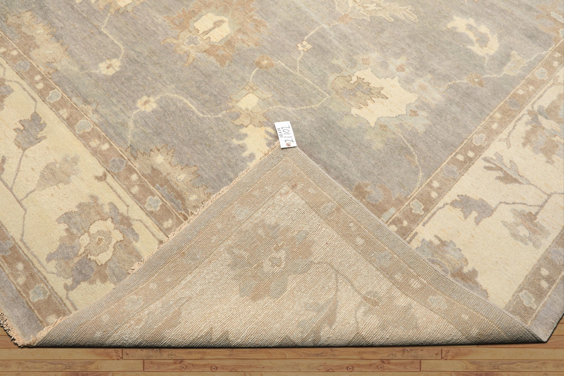 10x14 Gray, Ivory, Taupe Color Hand Knotted Oushak Wool Traditional Oriental Rug