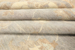 10x14 Gray, Ivory, Taupe Color Hand Knotted Oushak Wool Traditional Oriental Rug