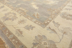10x14 Gray, Ivory, Taupe Color Hand Knotted Oushak Wool Traditional Oriental Rug