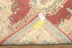 4x6 Rose, Ivory, Aqua Color Hand Knotted French Aubusson Savonnerie Wool Traditional Oriental Rug