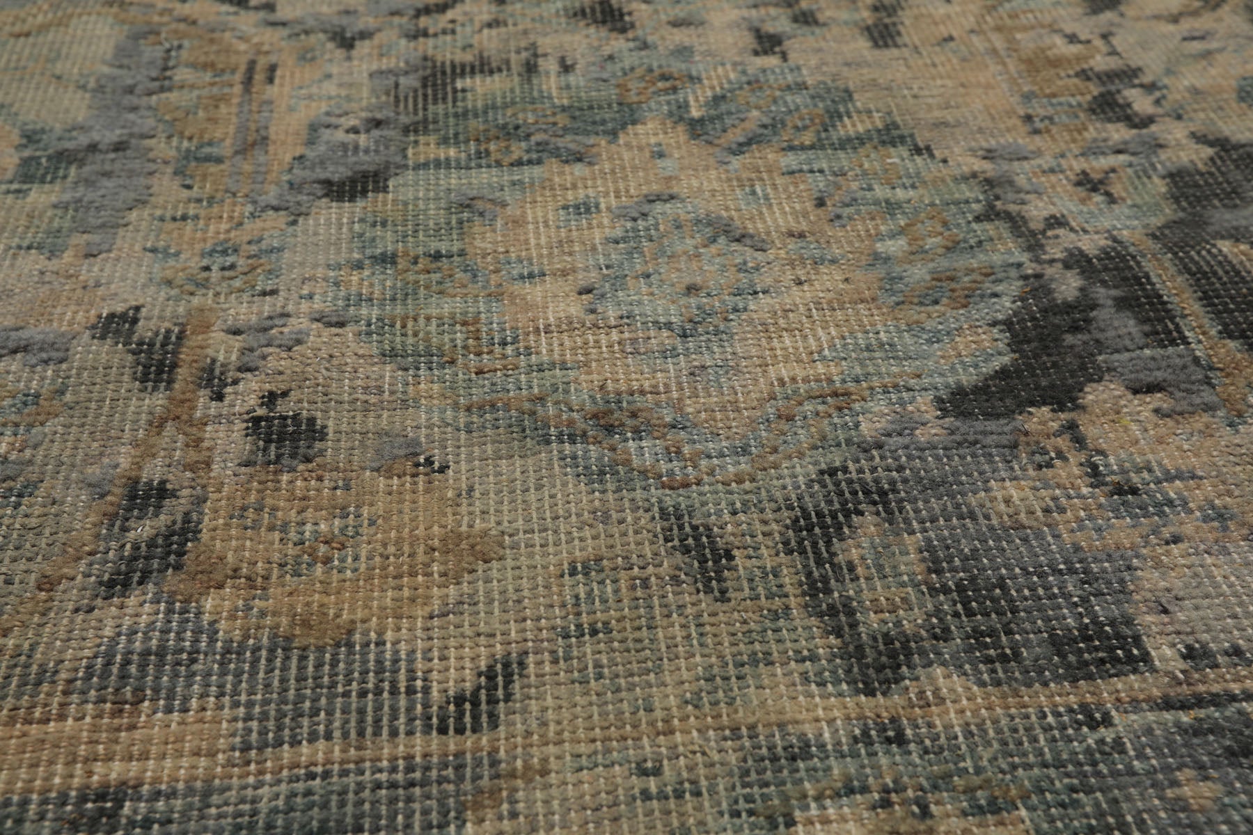 3x5 Gray, Beige, Slate Color Hand Knotted Distress Quality Oushak Wool Transitional Oriental Rug