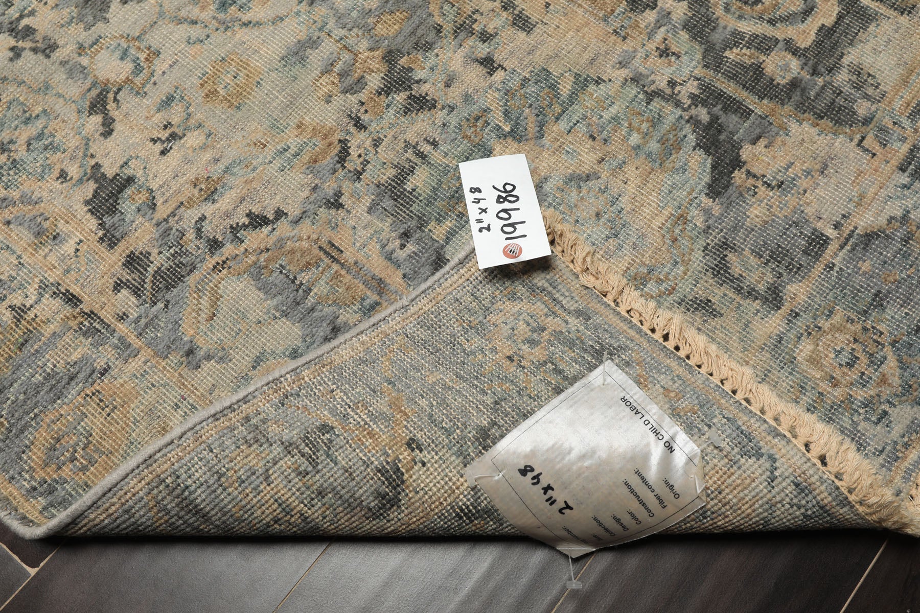 3x5 Gray, Beige, Slate Color Hand Knotted Distress Quality Oushak Wool Transitional Oriental Rug