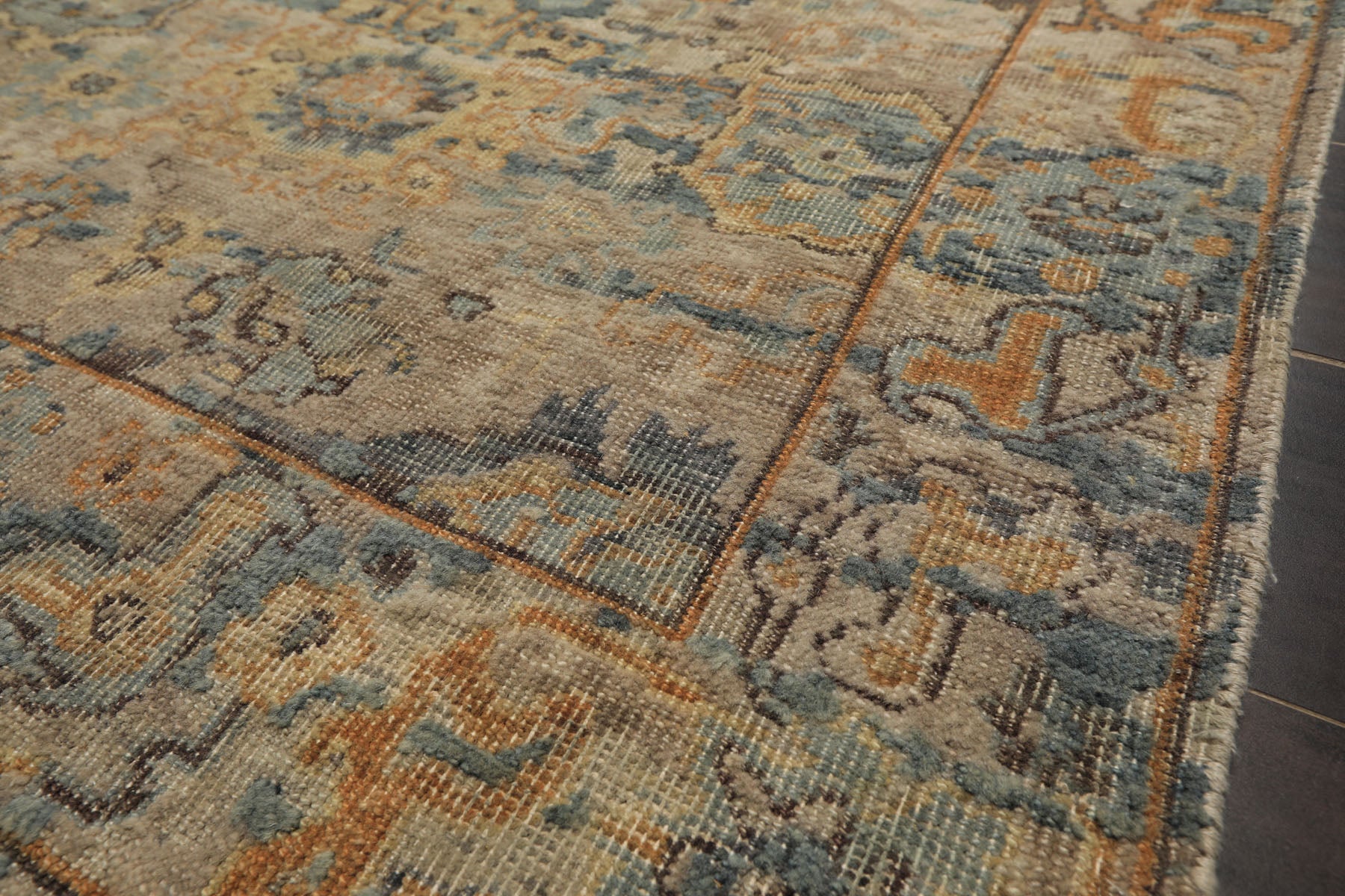 3x5 Beige, Taupe, Gold Color Hand Knotted Distress Quality Oushak Wool Transitional Oriental Rug