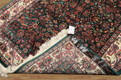 4x6 Emerald, Ivory, Red Color Hand Knotted Kashan Wool Traditional Oriental Rug