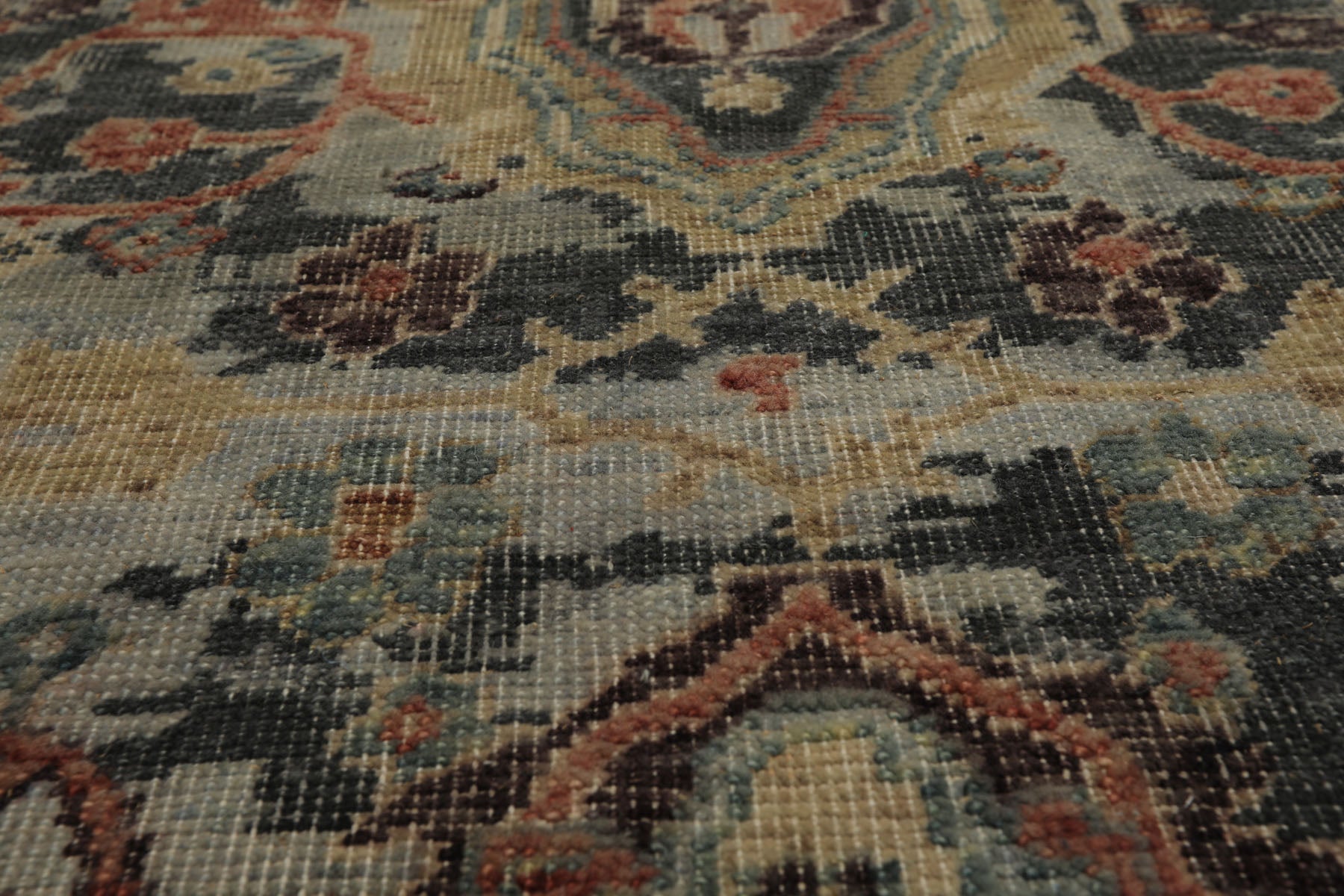 3x5 Mint, Beige, Rust Color Hand Knotted Oushak Wool Transitional Oriental Rug