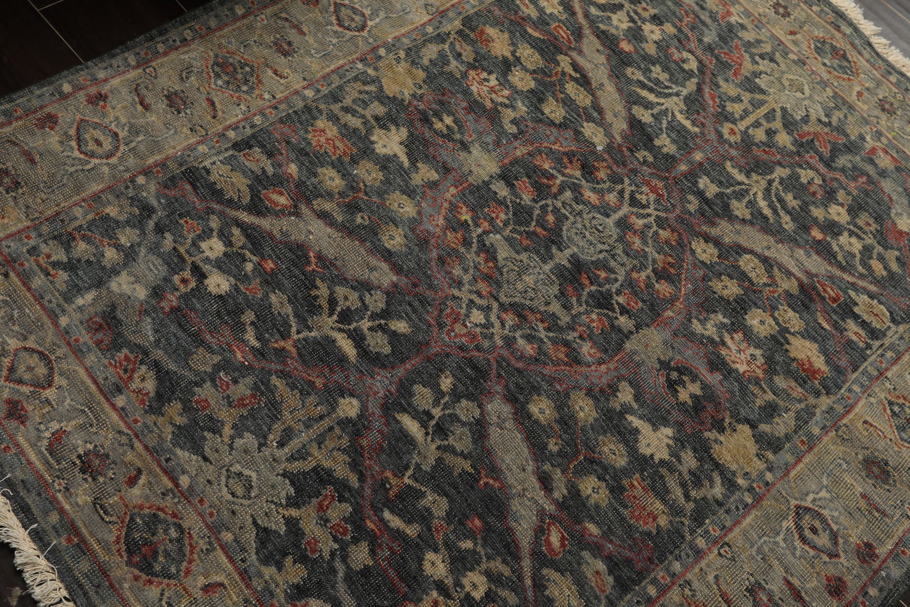 3x5 Slate, Gray, Rust Color Hand Knotted Oushak Wool Transitional Oriental Rug