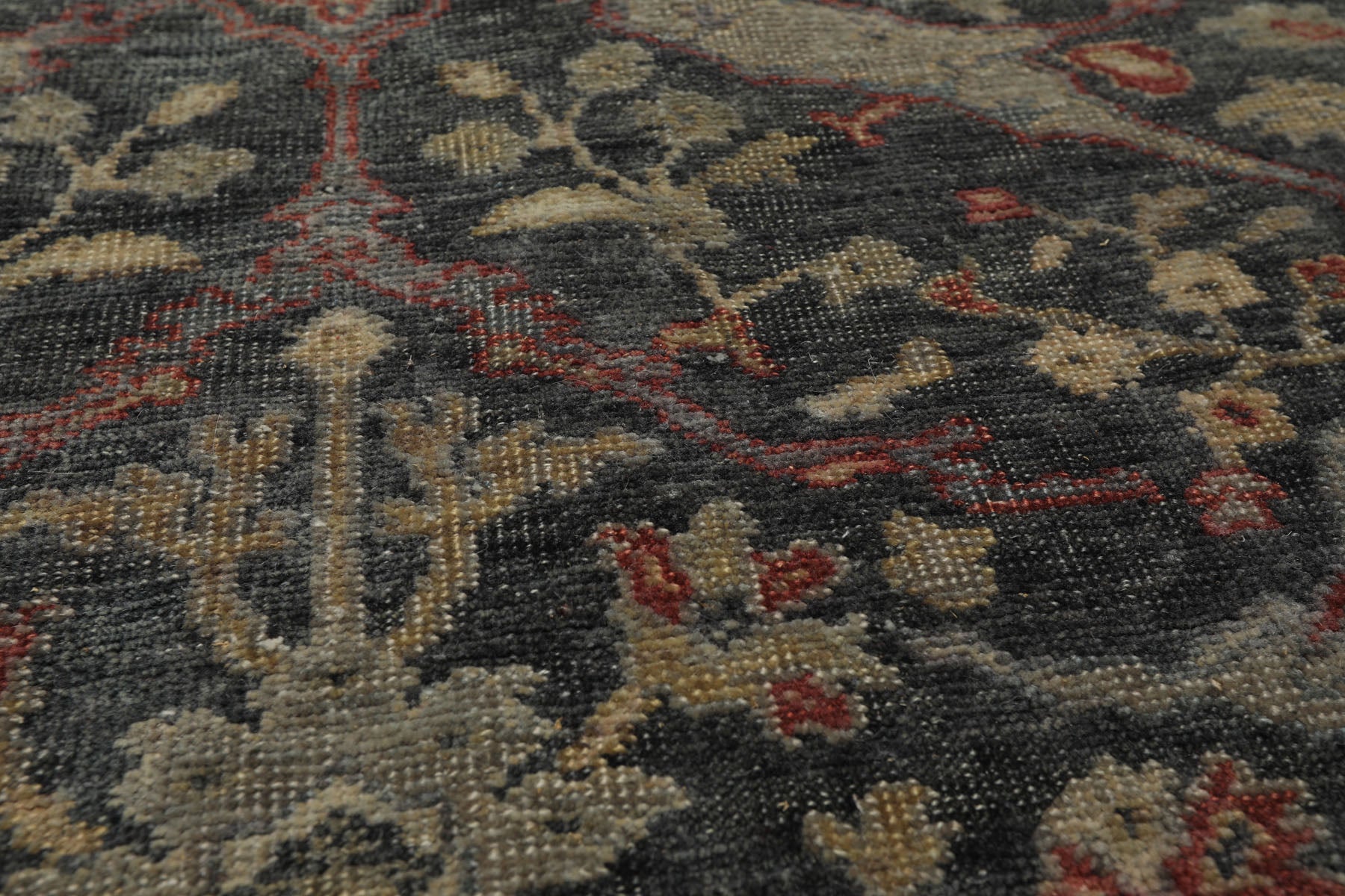 3x5 Slate, Gray, Rust Color Hand Knotted Oushak Wool Transitional Oriental Rug