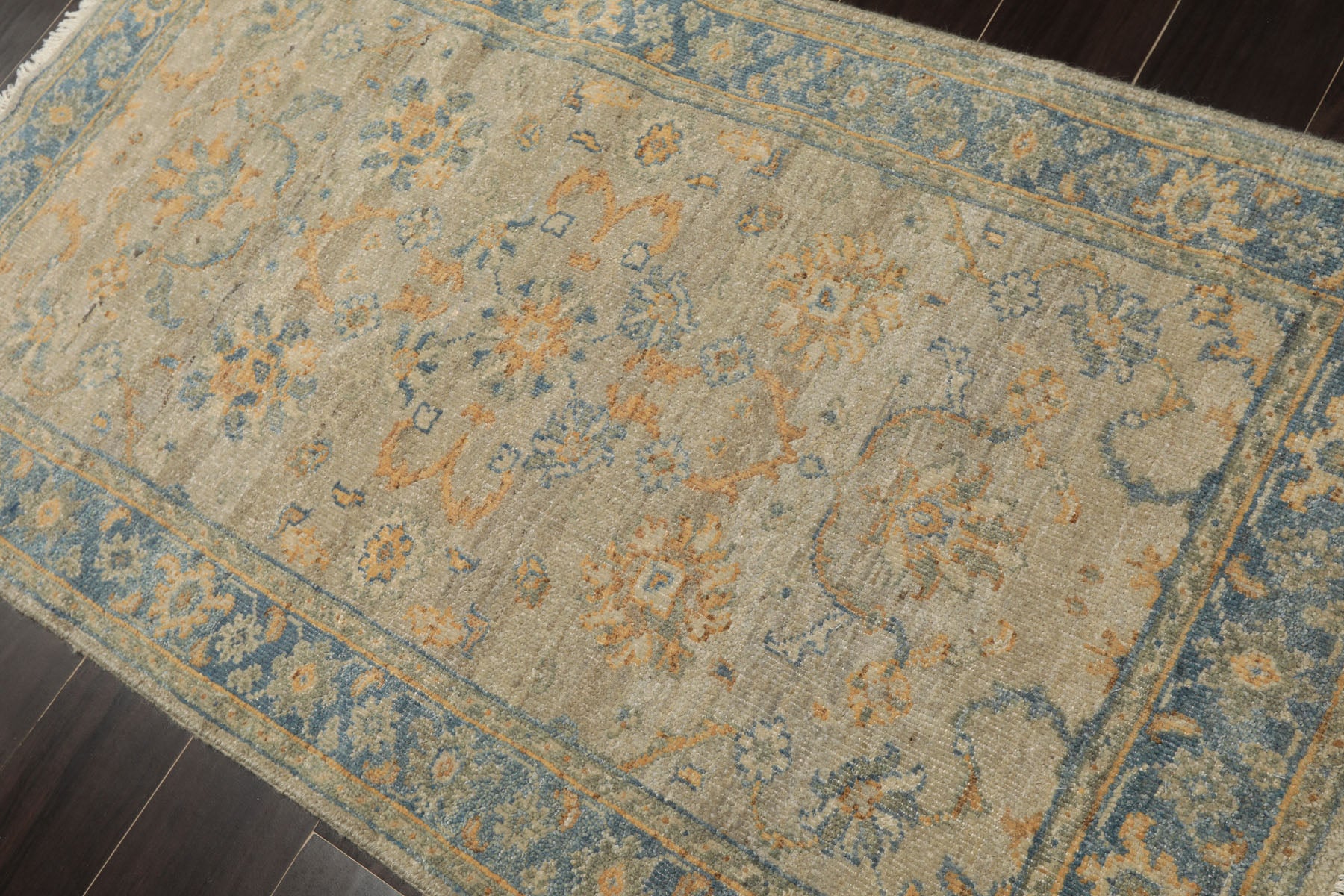 3x5 Gray, Beige, Aqua Color Hand Knotted Afghan Oushak Wool Transitional Oriental Rug