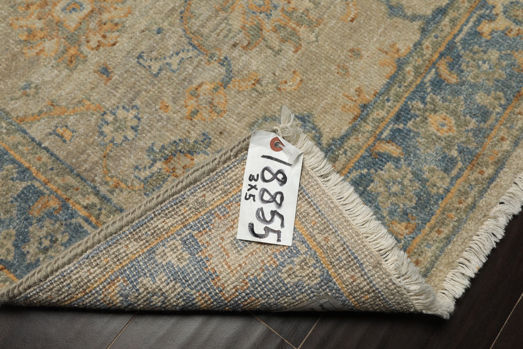 3x5 Gray, Beige, Aqua Color Hand Knotted Afghan Oushak Wool Transitional Oriental Rug