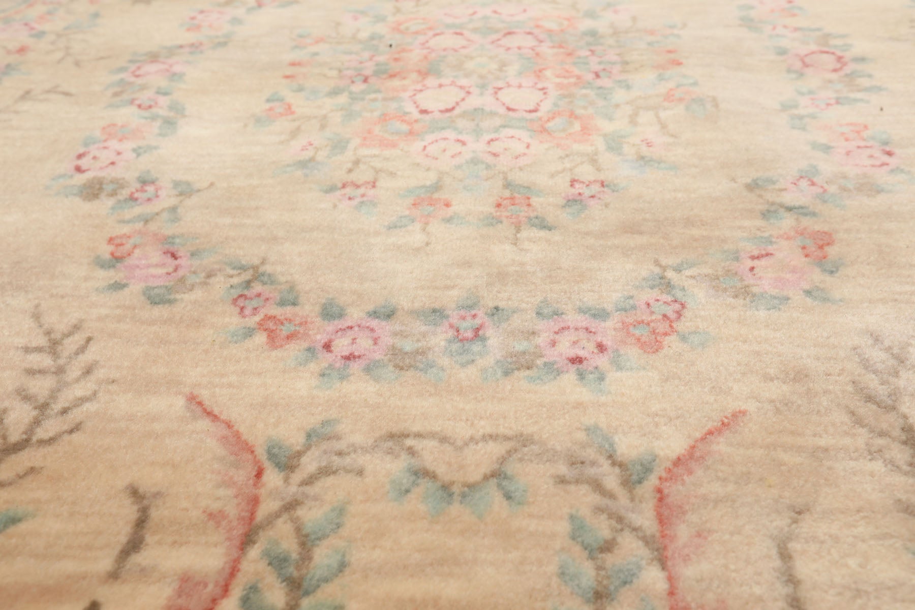 5x7 Beige, Rose, Brown Color Hand Knotted French Aubusson Savonnerie New Zealand Wool Traditional Oriental Rug