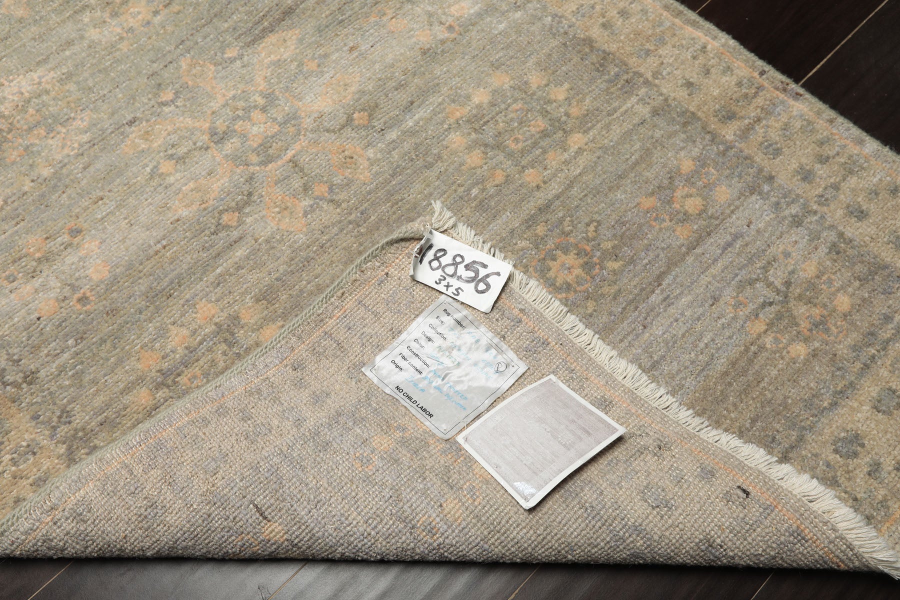 3x5 Mint, Gray, Beige Color Hand Knotted Afghan Oushak Wool Transitional Oriental Rug