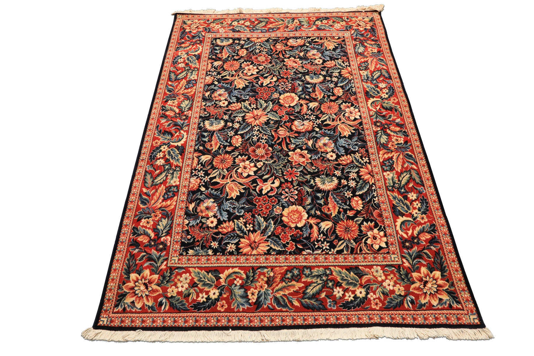 4x6 Midnight Blue, Burnt Orange, Ivory Color Machine Made Persian New Zealand Wool Traditional Oriental Rug