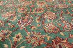 4x6 Green, Ivory, Rust Color Hand Knotted Kashan New Zealand Wool Traditional Oriental Rug