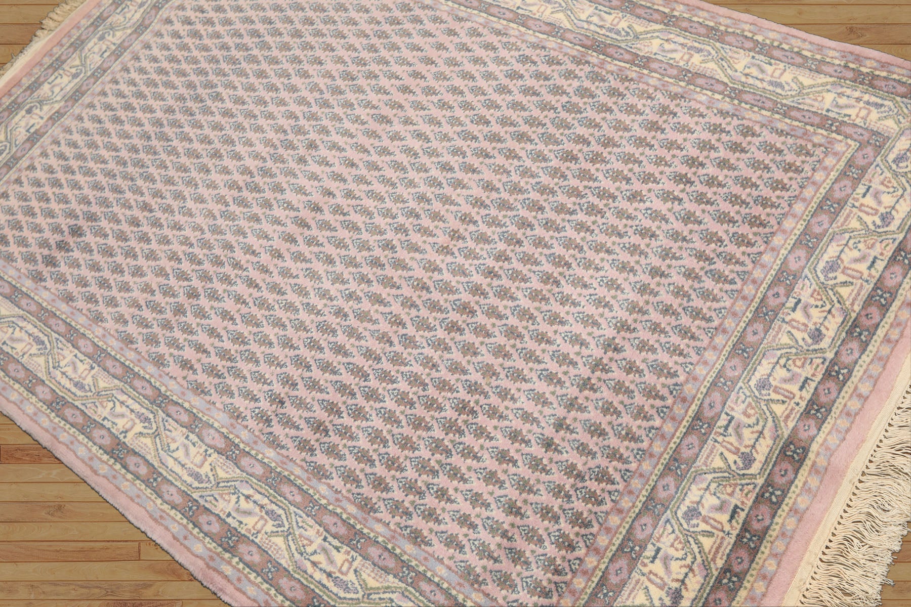 4x6 Lilac, Ivory, Slate Color Hand Knotted Persian Wool Traditional Oriental Rug