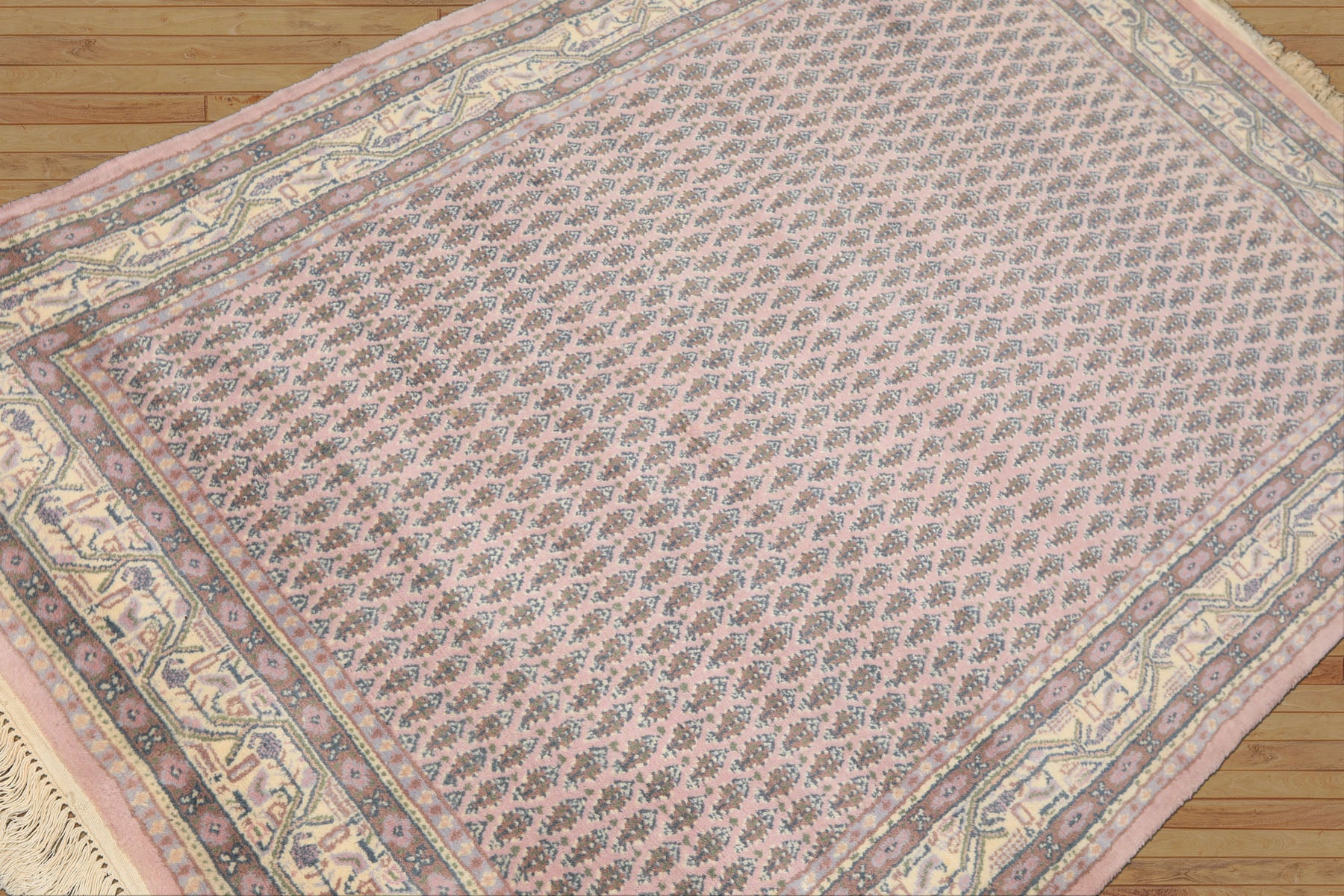4x6 Lilac, Ivory, Slate Color Hand Knotted Persian Wool Traditional Oriental Rug