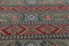 4x6 Celadon, Gray, Burnt Orange Color Hand Knotted All-Over 100% Wool Transitional Oriental Rug