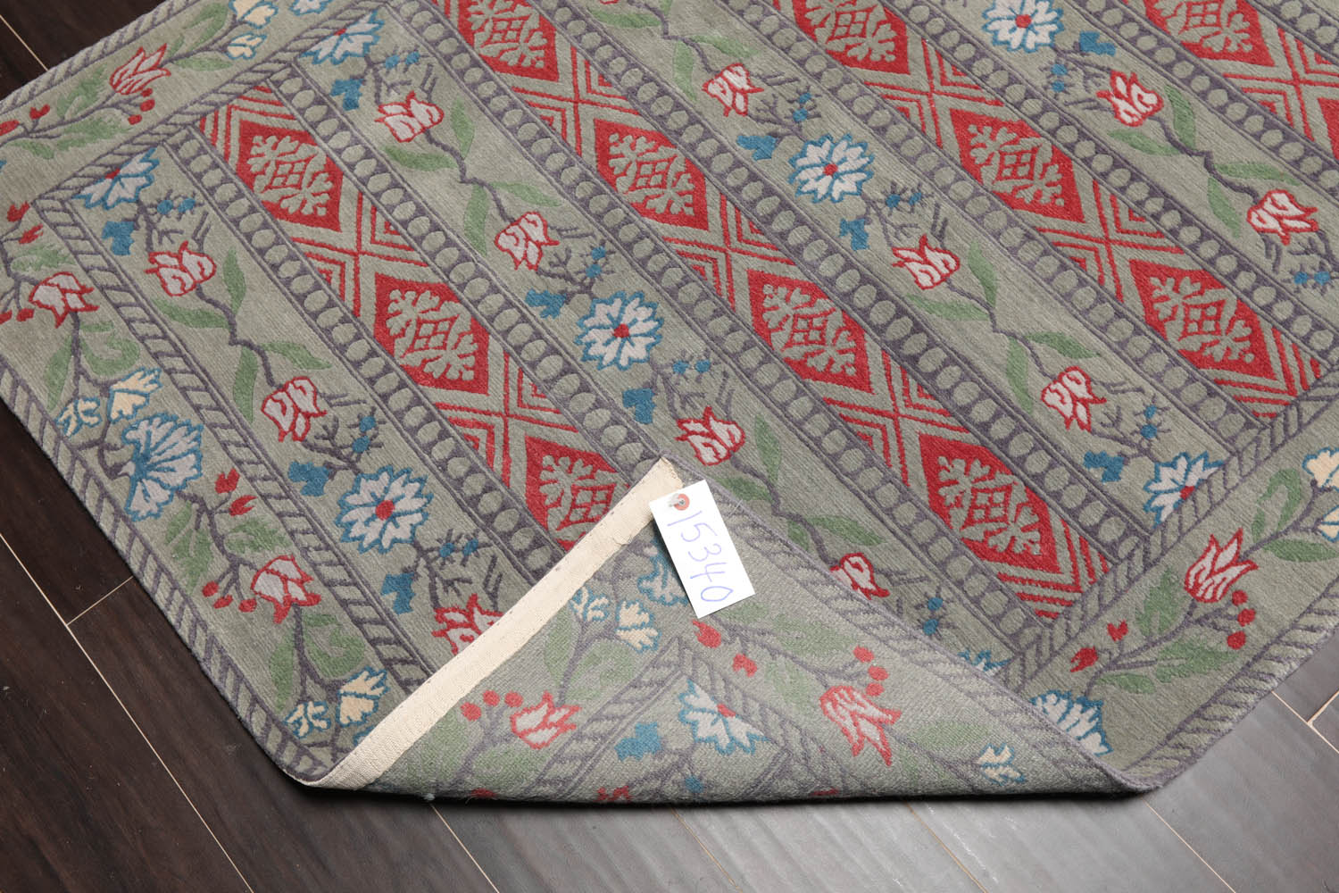 4x6 Celadon, Gray, Burnt Orange Color Hand Knotted All-Over 100% Wool Transitional Oriental Rug