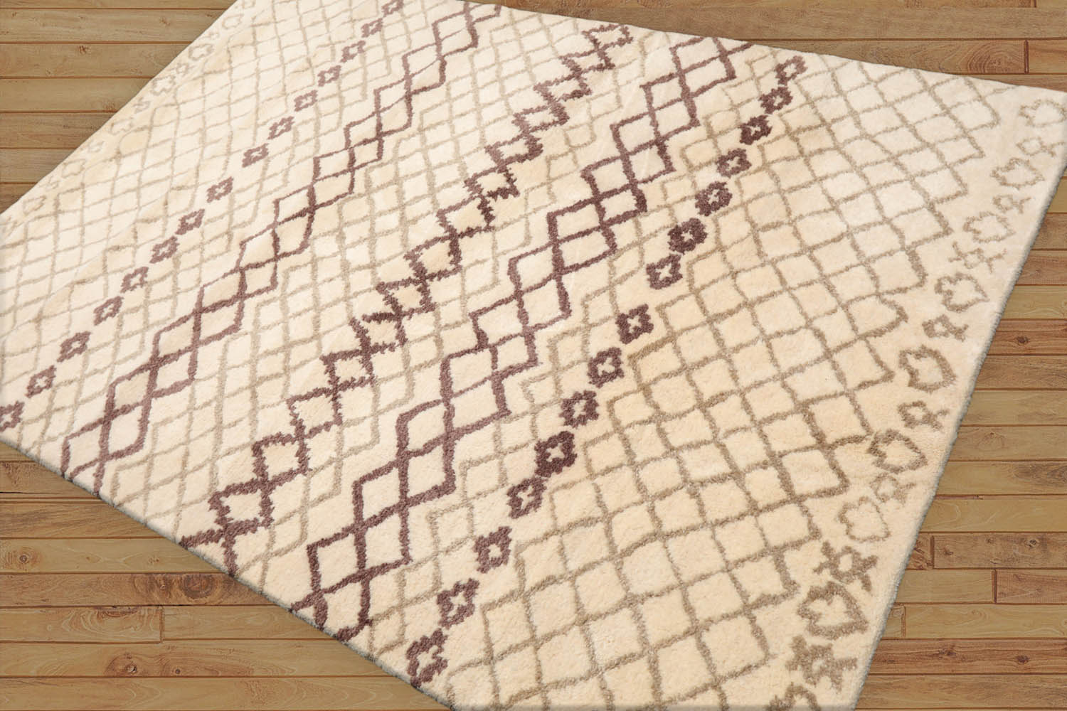 5x7 Ivory, Gray, Brown Color Hand Tufted All-Over 100% Wool Modern Oriental Rug