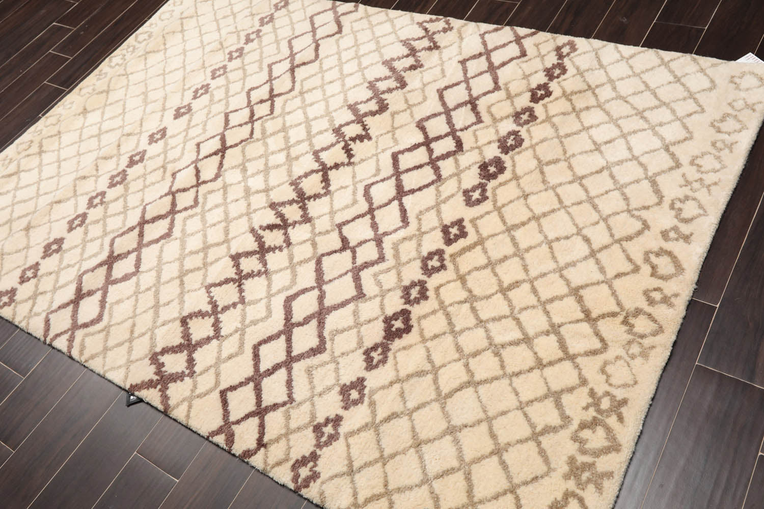 5x7 Ivory, Gray, Brown Color Hand Tufted All-Over 100% Wool Modern Oriental Rug