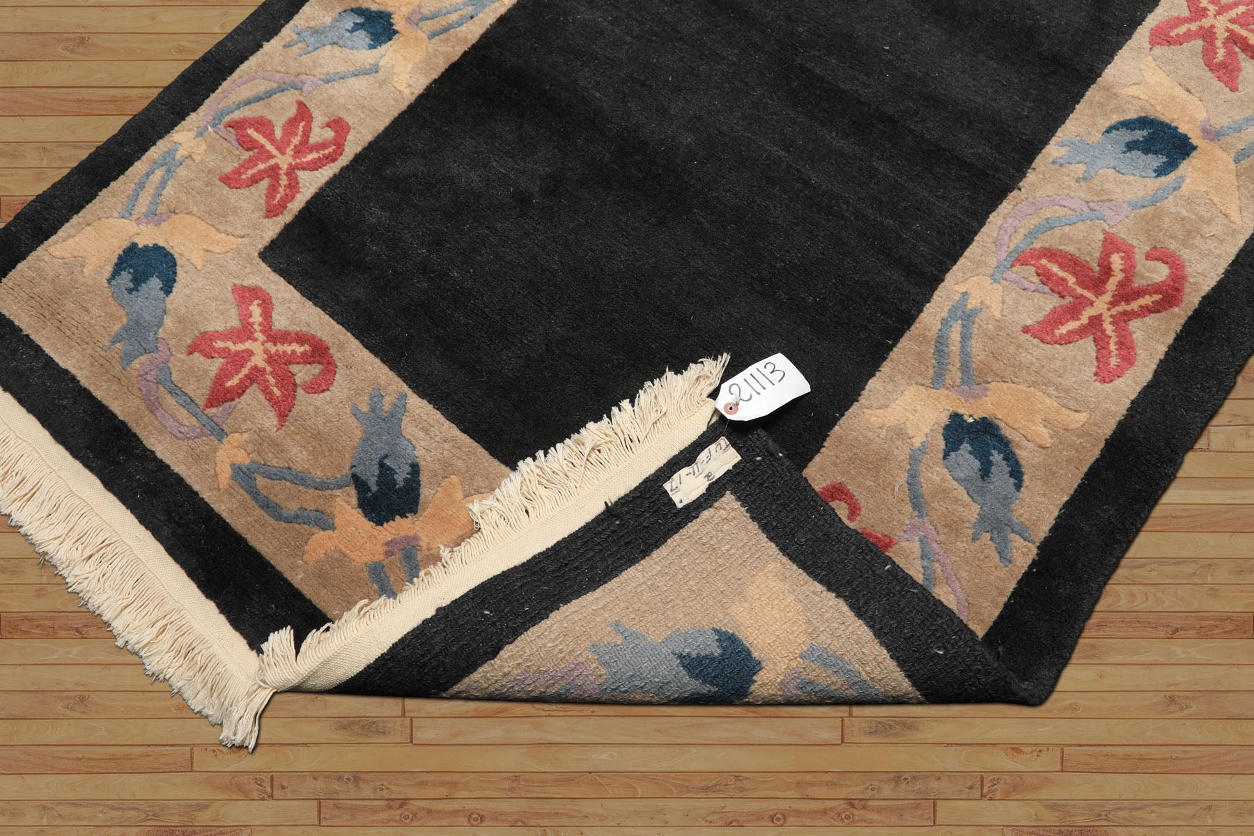 4x6 Charcoal, Tan, Rose Color Hand Knotted Tibetan Wool Transitional Oriental Rug