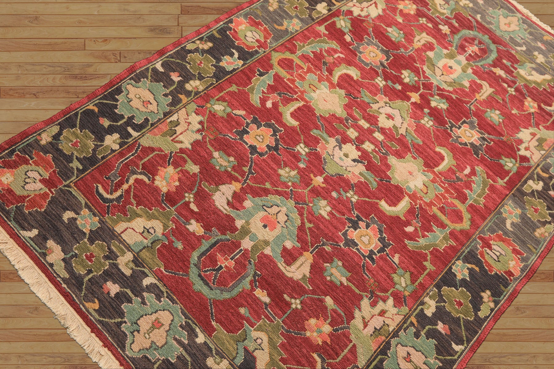 4x6 Wine, Gray, Aqua Color Hand Knotted Soumak Wool Traditional Oriental Rug