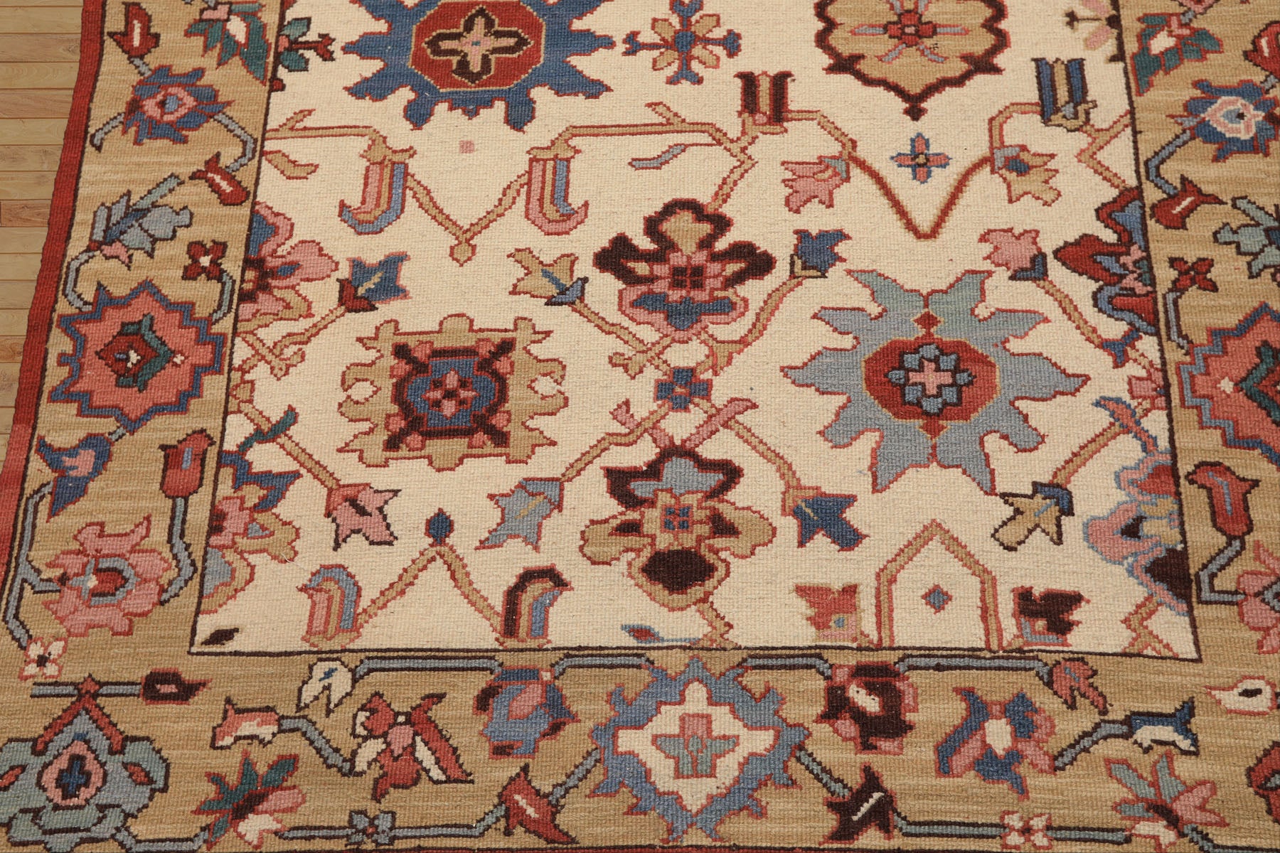 4x6 Ivory, Tan, Rust Color Hand Knotted Soumak Wool Traditional Oriental Rug