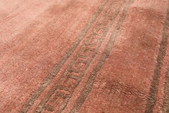 Runner Blush, Brown, Navy Color Hand Knotted Tibetan Wool Transitional Oriental Rug