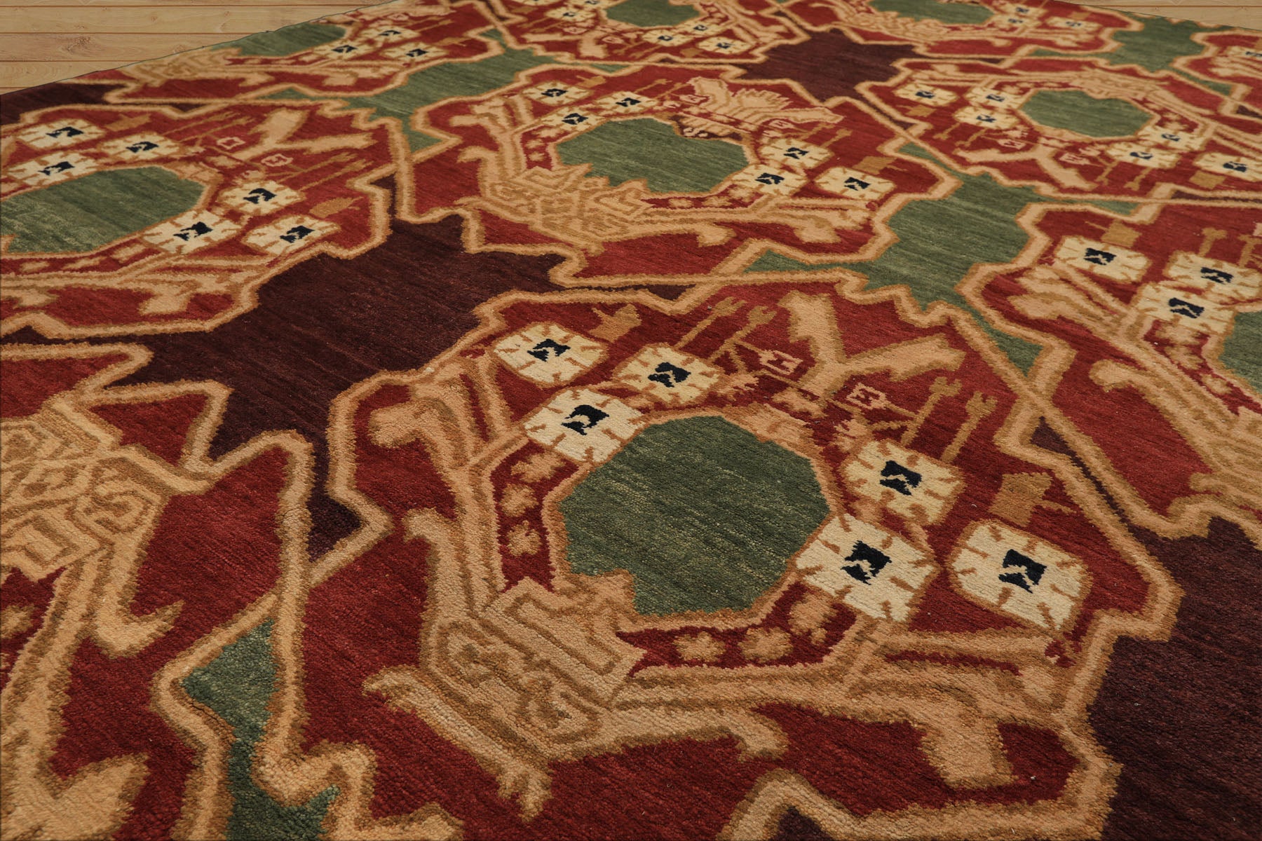 6x9 Sage, Rust, Maroon Color Hand Knotted Tibetan Wool Arts & Crafts Oriental Rug