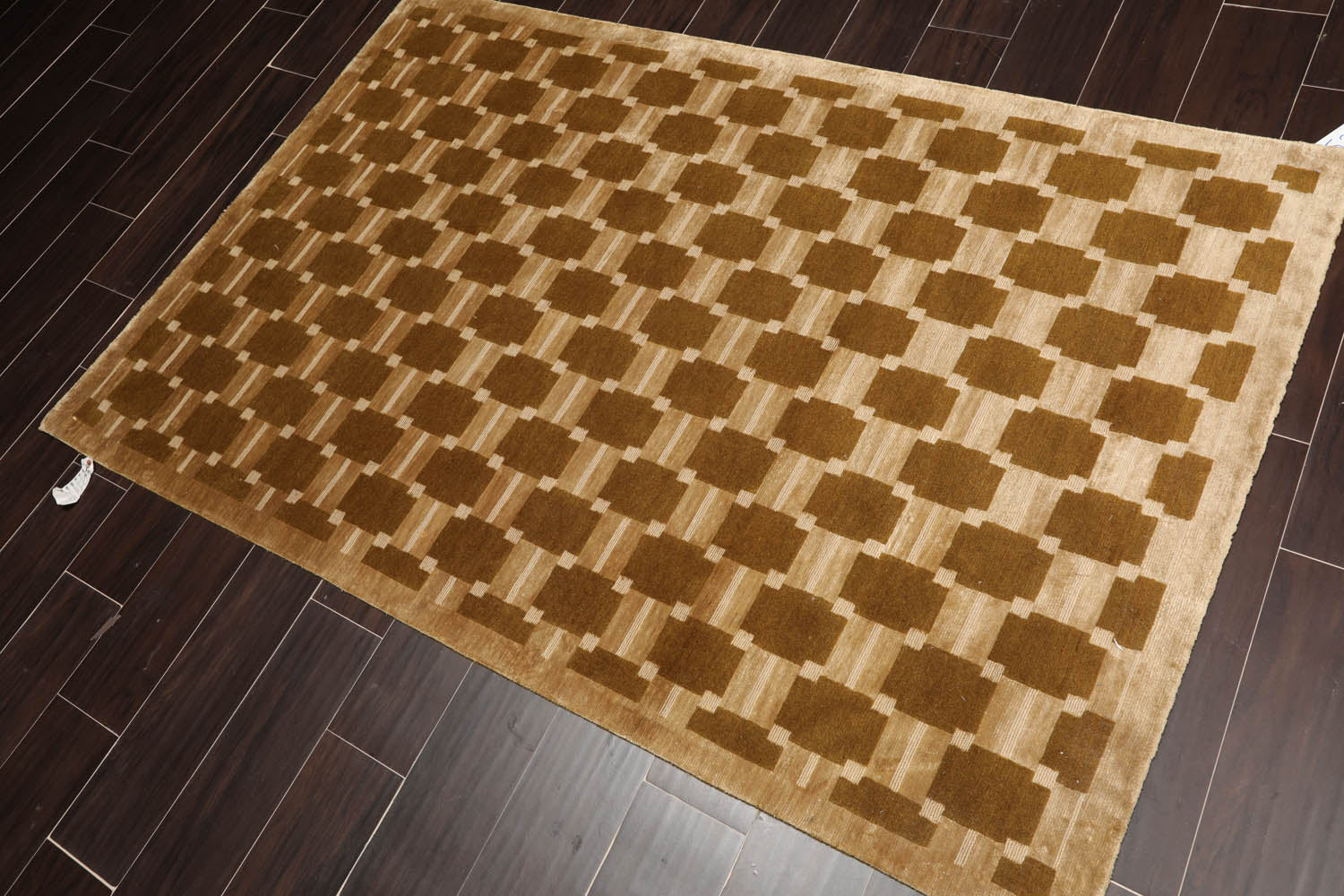 4x6 Brown, Olive, Color Hand Knotted All-Over 100% Wool Modern Oriental Rug