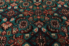 3x5 Green, Ivory, Tan Color Hand Knotted Indo Kashan Wool Traditional Oriental Rug