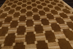 4x6 Brown, Olive, Color Hand Knotted All-Over 100% Wool Modern Oriental Rug
