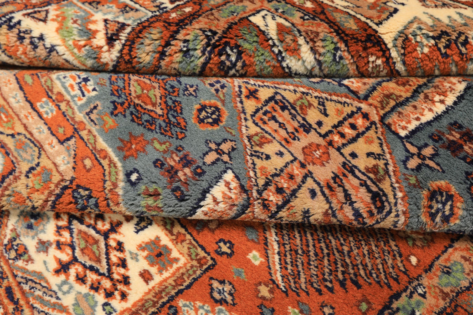 4x6 Burnt Orange, Ivory, Blue Color Hand Knotted Kazak Wool  Oriental Rug