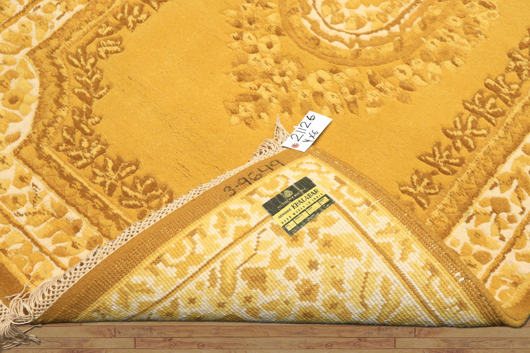 4x6 Gold, Cream, Mustard Color Hand Knotted French Aubusson Savonnerie Wool Traditional Oriental Rug