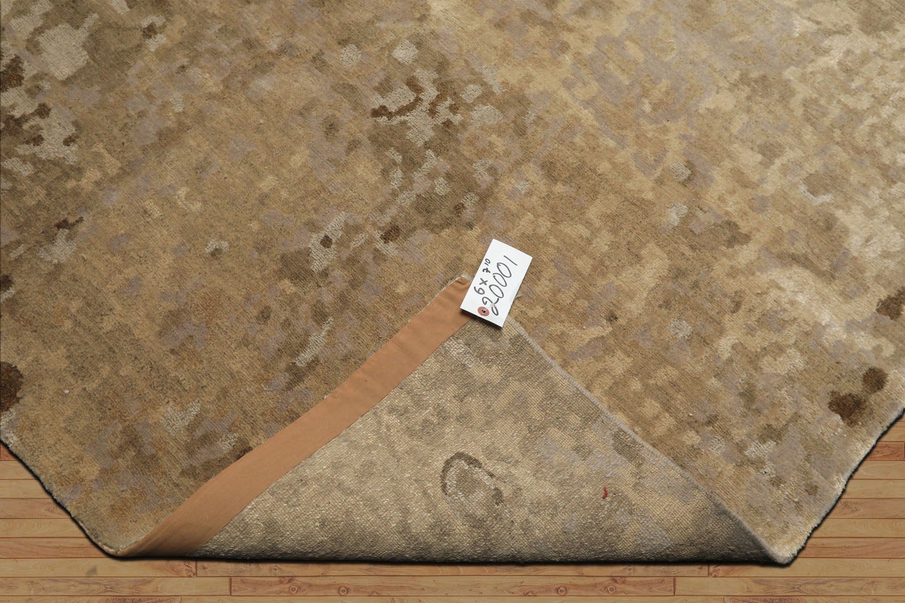 6x9 Beige, Brown, Gray Color Hand Knotted Tibetan Wool & Silk Modern & Contemporary Oriental Rug