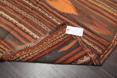 Runner Rust, Peach, Gray Color Hand Woven All-Over 100% Wool Southwestern Oriental Rug