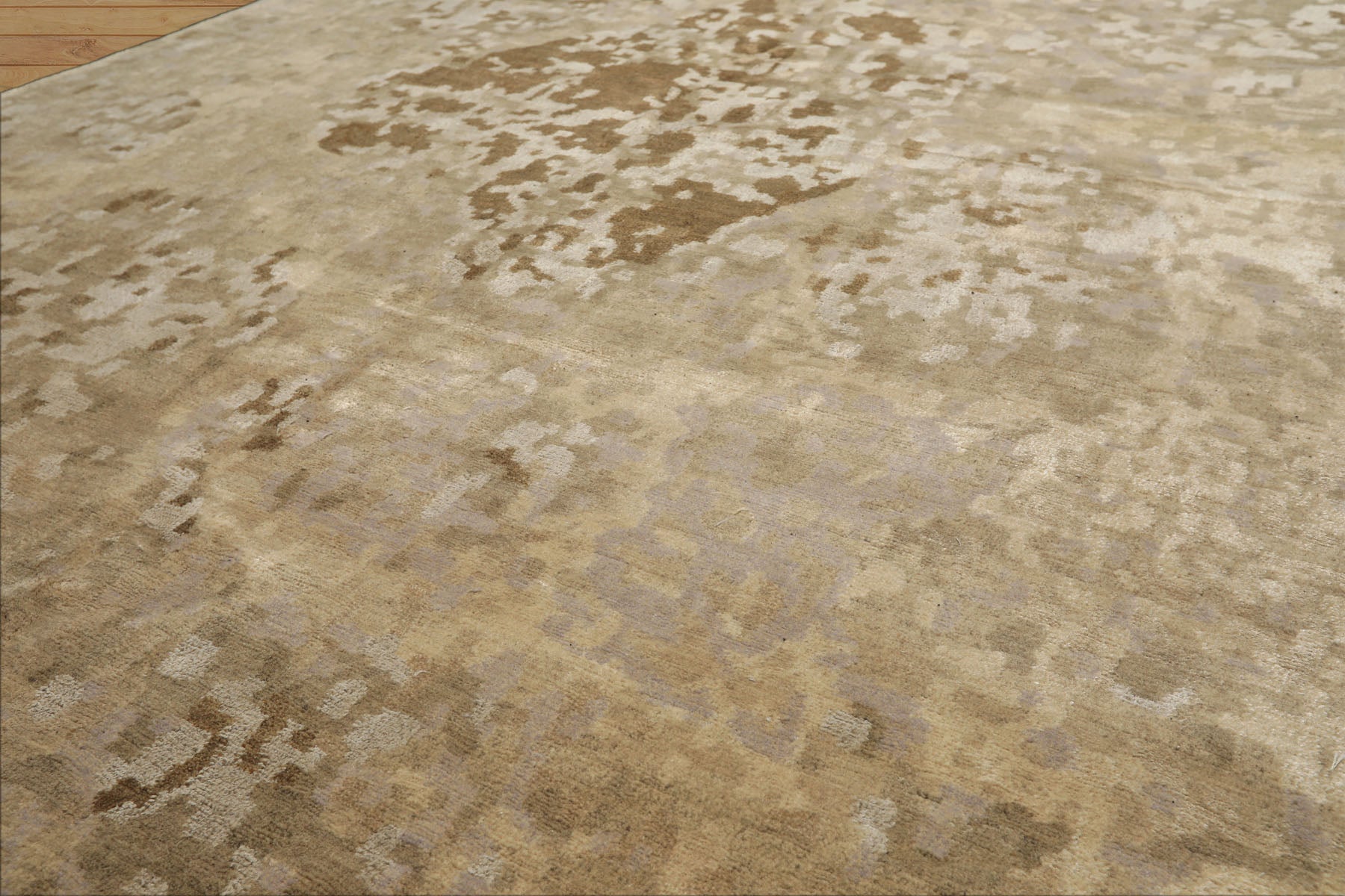 6x9 Beige, Brown, Gray Color Hand Knotted Tibetan Wool & Silk Modern & Contemporary Oriental Rug