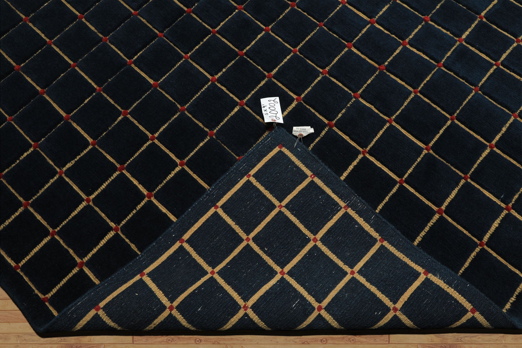 6x9 Navy, Gold, Red Color Hand Knotted Tibetan Wool Modern & Contemporary Oriental Rug