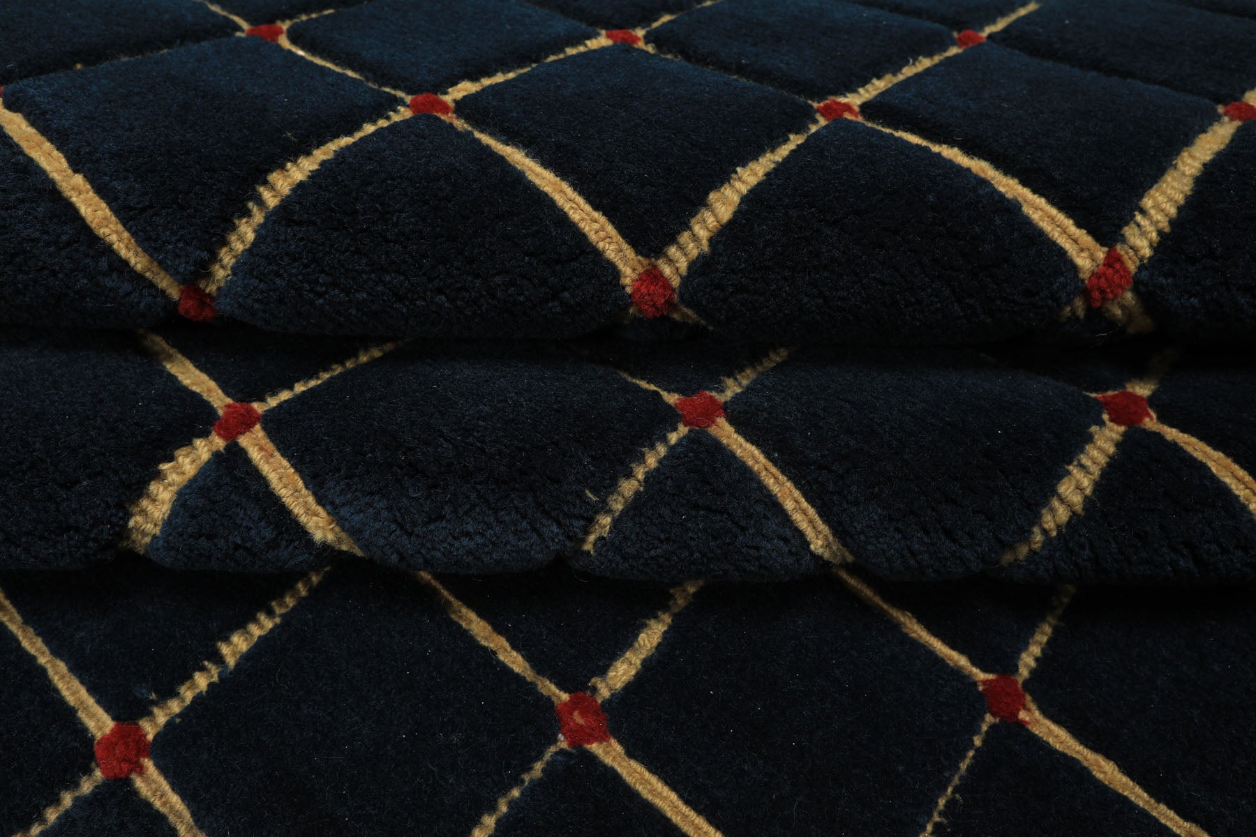 6x9 Navy, Gold, Red Color Hand Knotted Tibetan Wool Modern & Contemporary Oriental Rug