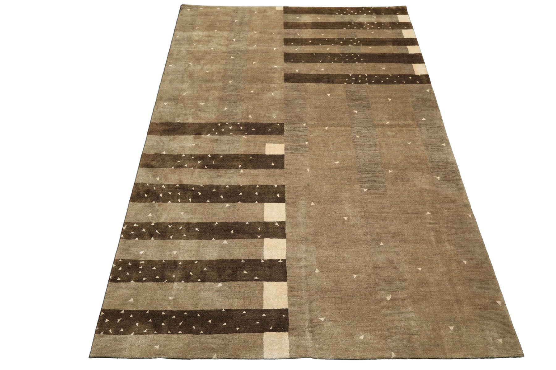 Multi Size Moss Gray Brown Color Hand Knotted Tibetan Wool & Silk Modern & Contemporary Oriental Rug
