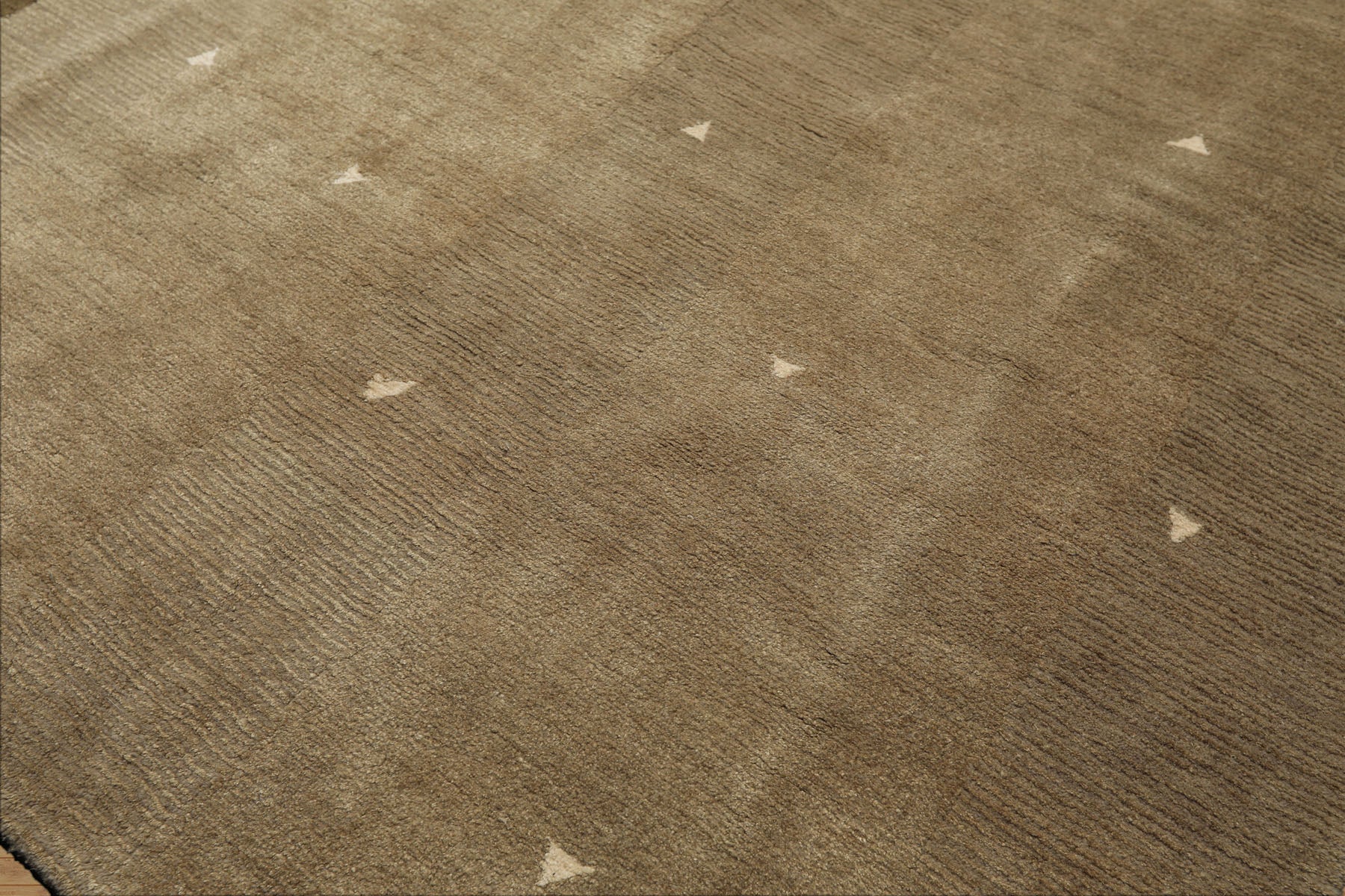 Multi Size Moss Gray Brown Color Hand Knotted Tibetan Wool & Silk Modern & Contemporary Oriental Rug