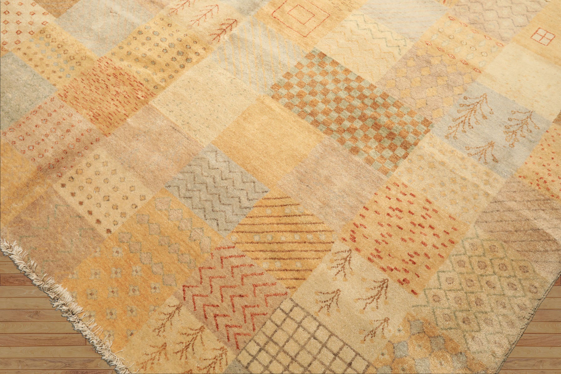 8x10 Beige, Tan, Gray Color Hand Knotted Peshawar Wool Transitional Oriental Rug