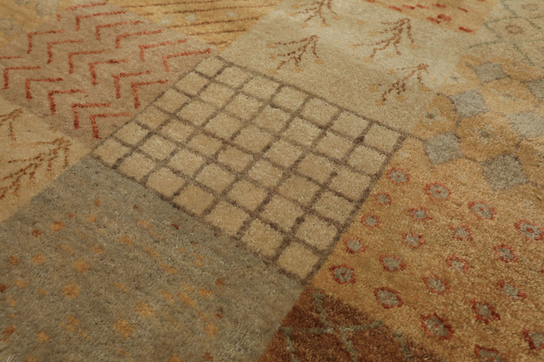 8x10 Beige, Tan, Gray Color Hand Knotted Peshawar Wool Transitional Oriental Rug