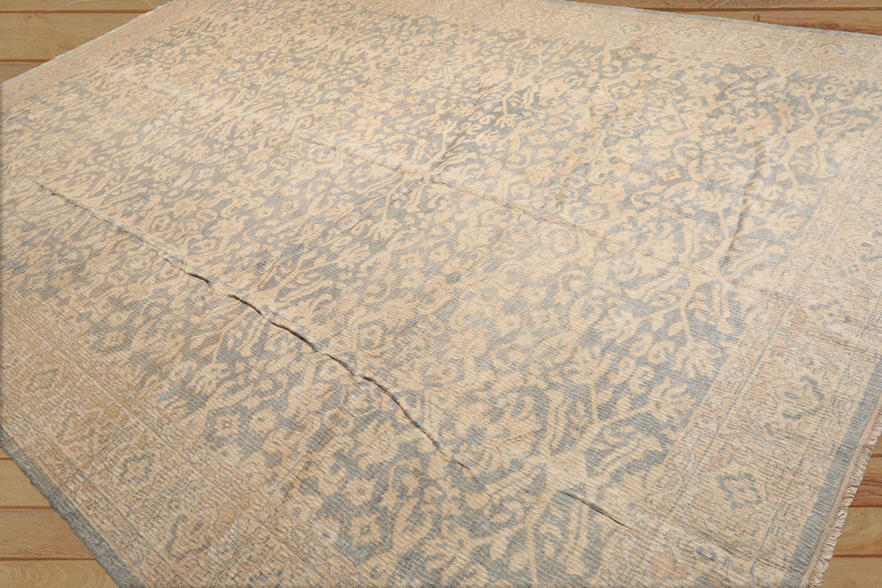 10x14 Beige, Blue, Muted Earth Tones Color Hand Knotted Antique Reproduction 100% Wool Traditional Oriental Rug