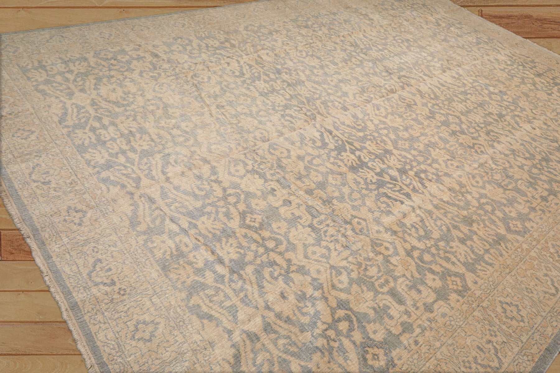 10x14 Beige, Blue, Muted Earth Tones Color Hand Knotted Antique Reproduction 100% Wool Traditional Oriental Rug