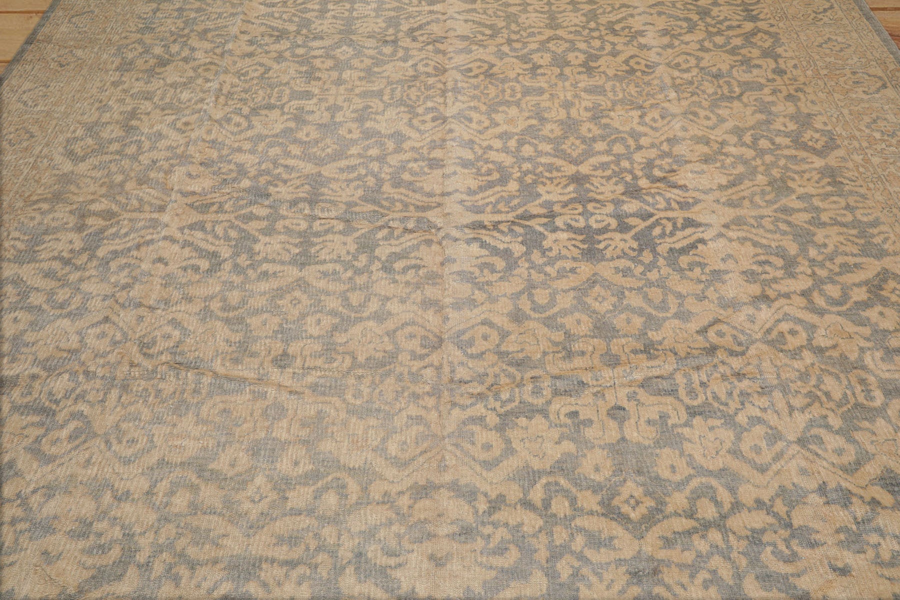 10x14 Beige, Blue, Muted Earth Tones Color Hand Knotted Antique Reproduction 100% Wool Traditional Oriental Rug