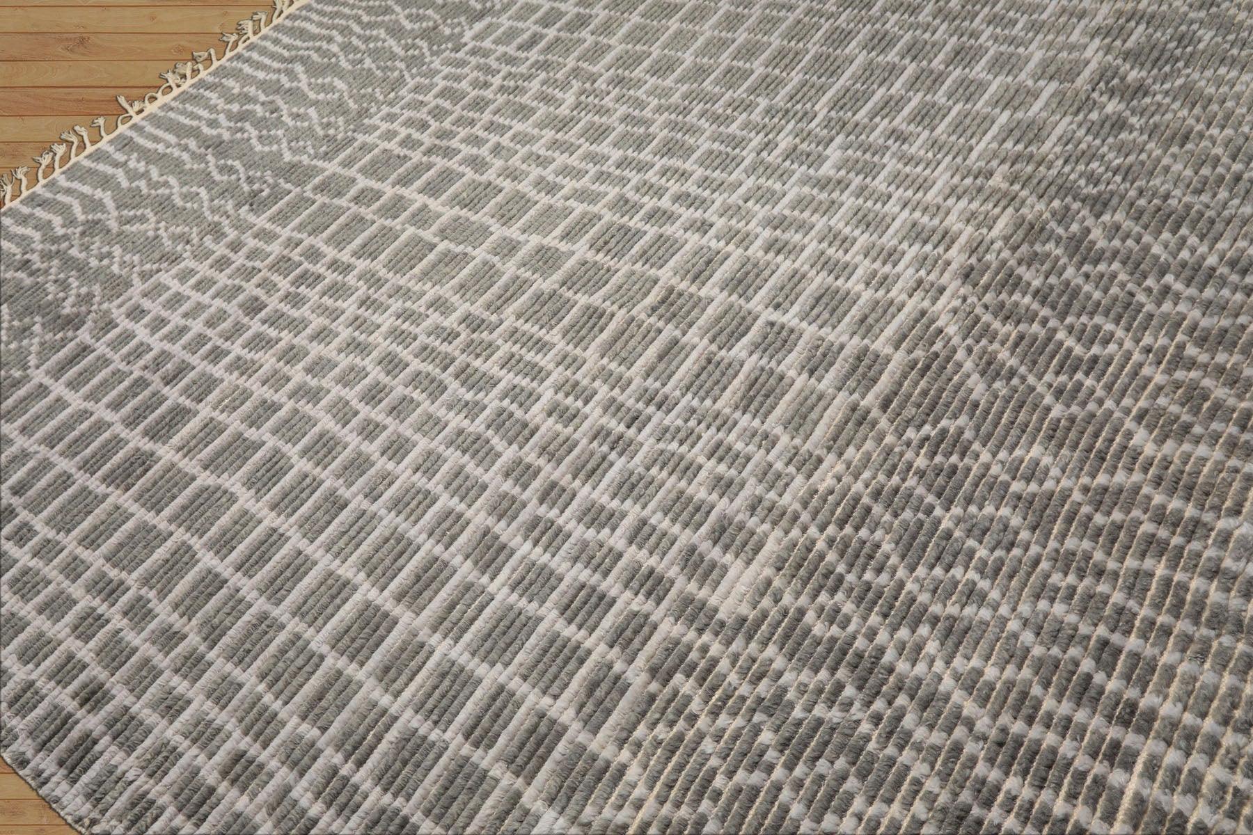 8x10 Tone on Tone Blue, , Color Hand Knotted Morrocan Wool Modern & Contemporary Oriental Rug