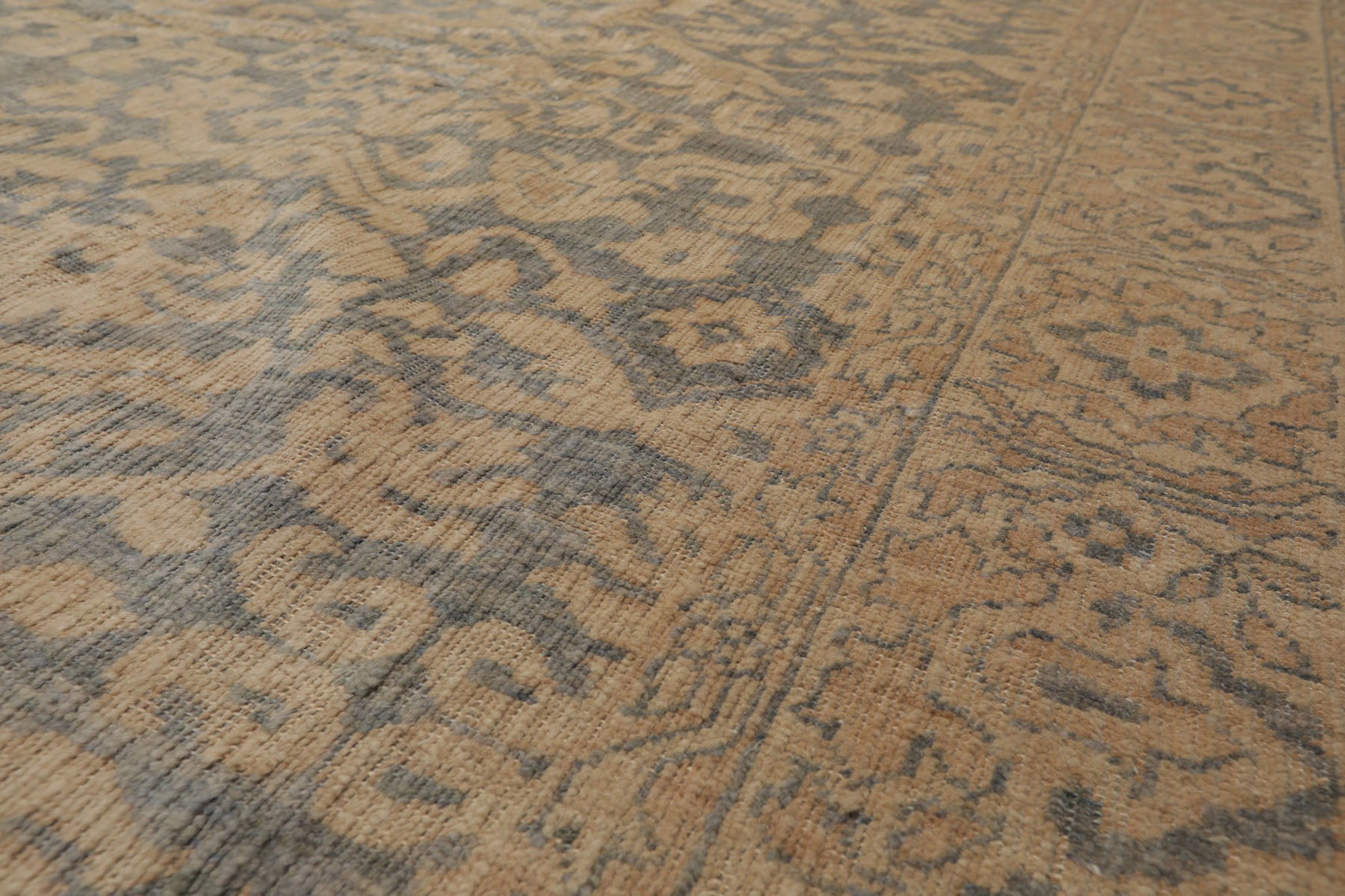 10x14 Beige, Blue, Muted Earth Tones Color Hand Knotted Antique Reproduction 100% Wool Traditional Oriental Rug