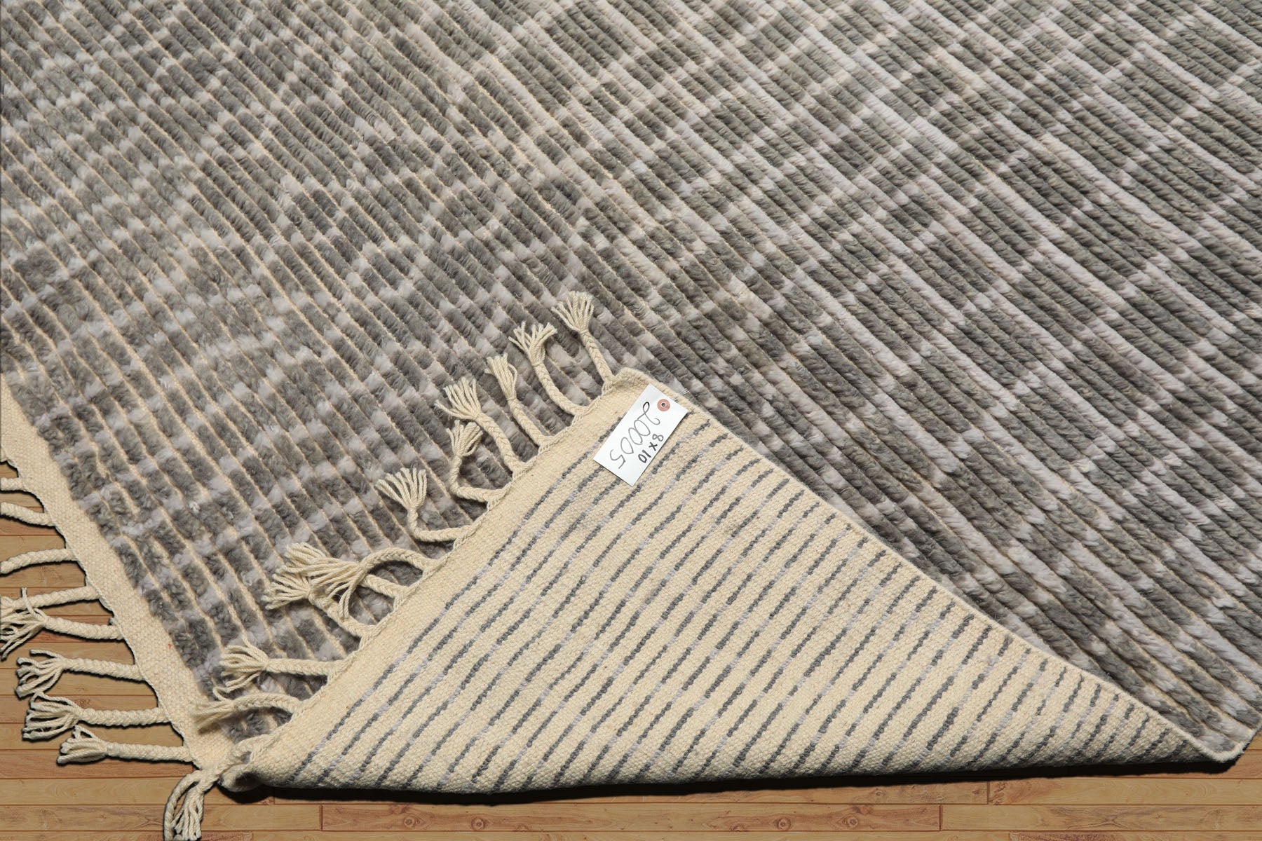 8x10 Tone on Tone Blue, , Color Hand Knotted Morrocan Wool Modern & Contemporary Oriental Rug