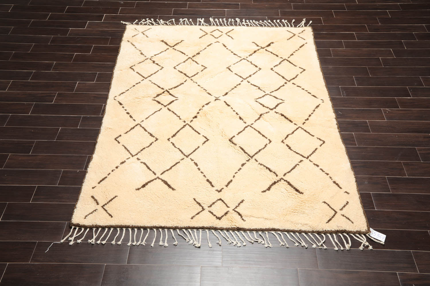 6x9 Ivory, Brown, Color Hand Woven All-Over 100% Wool Traditional Oriental Rug